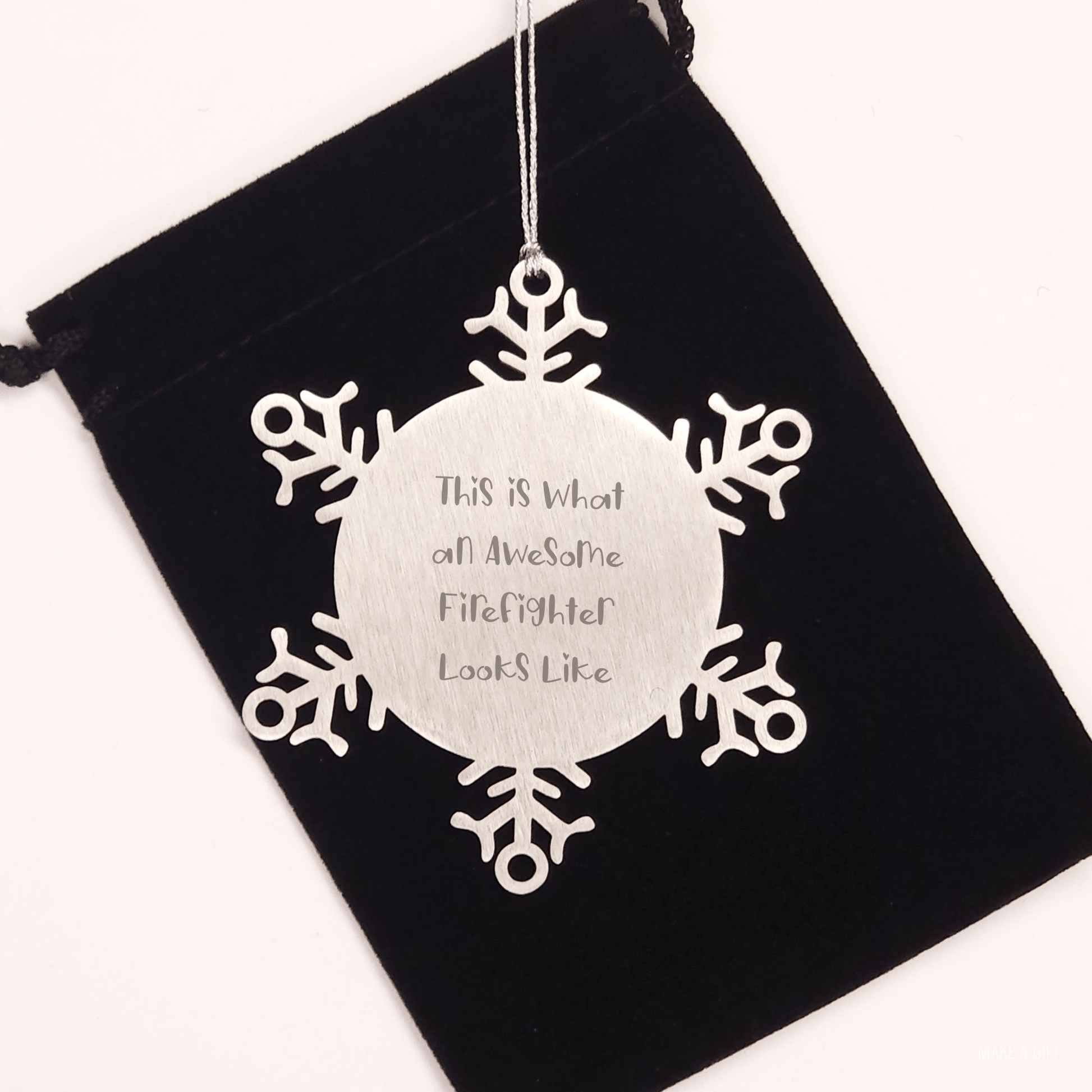 Firefighter Gifts from Friends, Snowflake Ornament for Men, Christmas Unique Snowflake Ornaments with Inspirational Quote 'This Is What An Awesome Firefighter Looks Like' - The Buy Boom