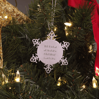 Firefighter Gifts from Friends, Snowflake Ornament for Men, Christmas Unique Snowflake Ornaments with Inspirational Quote 'This Is What An Awesome Firefighter Looks Like' - The Buy Boom