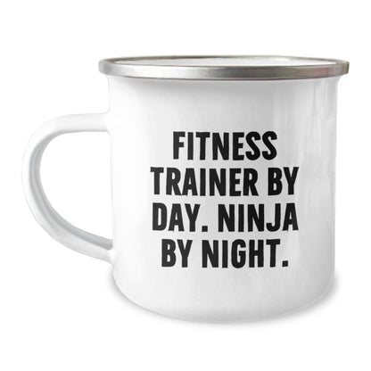 Fitness Trainer Gifts from Friends for Men - Funny Camping Mug, 'Fitness Trainer By Day. Ninja By Night.' - Unique Graduation Gifts - The Buy Boom