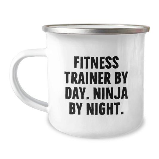 Fitness Trainer Gifts from Friends for Men - Funny Camping Mug, 'Fitness Trainer By Day. Ninja By Night.' - Unique Graduation Gifts - The Buy Boom