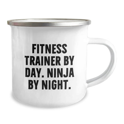 Fitness Trainer Gifts from Friends for Men - Funny Camping Mug, 'Fitness Trainer By Day. Ninja By Night.' - Unique Graduation Gifts - The Buy Boom