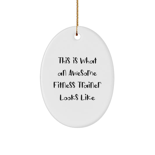 Fitness Trainer Gifts from Friends - This Is What An Awesome Fitness Trainer Looks Like Oval Ornament for Men, Women, Coworkers, Family, and Friends - Christmas Unique Gift - The Buy Boom
