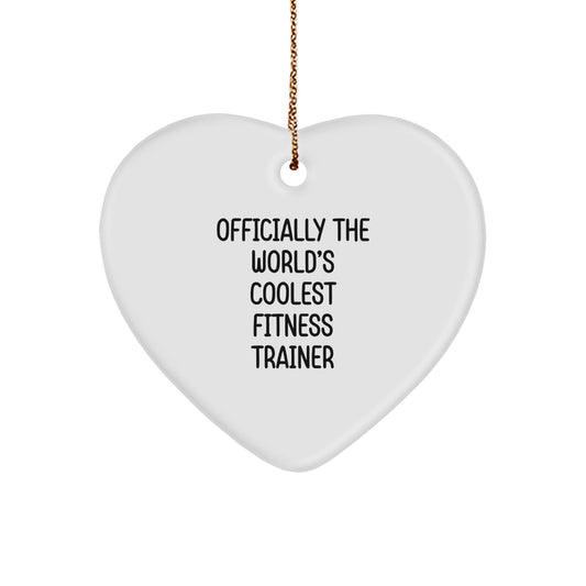 Fitness Trainer Gifts from Friends, Unique Christmas Heart Ornament, 'Officially The World's Coolest Fitness Trainer' Quote, for Men, Women, or Coworkers - The Buy Boom