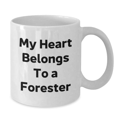 Forester Gifts from Friends Unique White Coffee Mugs Funny Quote 'My Heart Belongs To A Forester' Birthday Unique Gifts for Forester - The Buy Boom