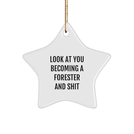 Forester Gifts, Funny Quote Star Ornament, Gifts from Friends and Family to Forester, White Star Shaped Christmas Unique Gifts - The Buy Boom