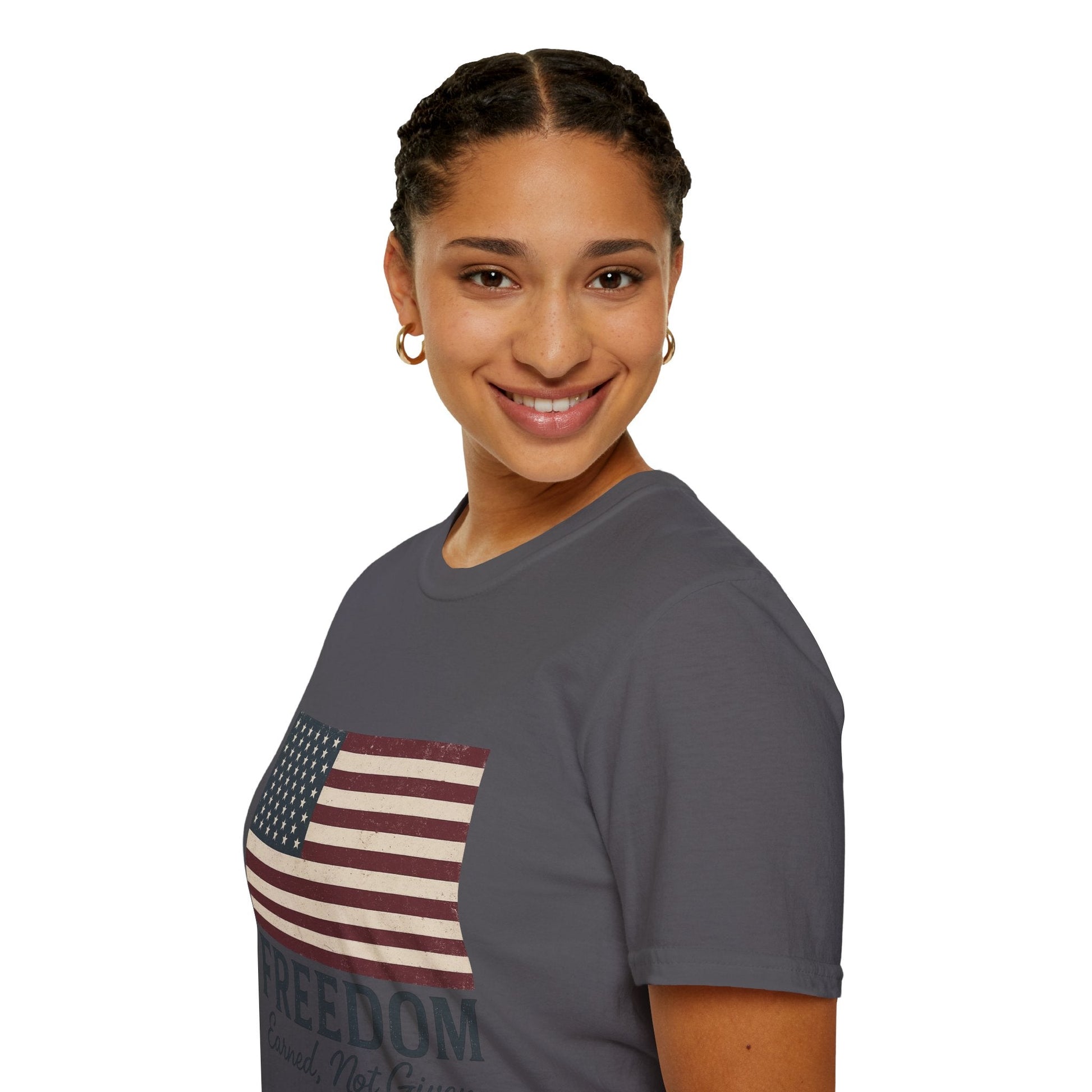 “Freedom Earned, Not Given” Patriotic T-Shirt – Soft Unisex Tee for Veterans, Independence Day & Everyday American Pride - The Buy Boom