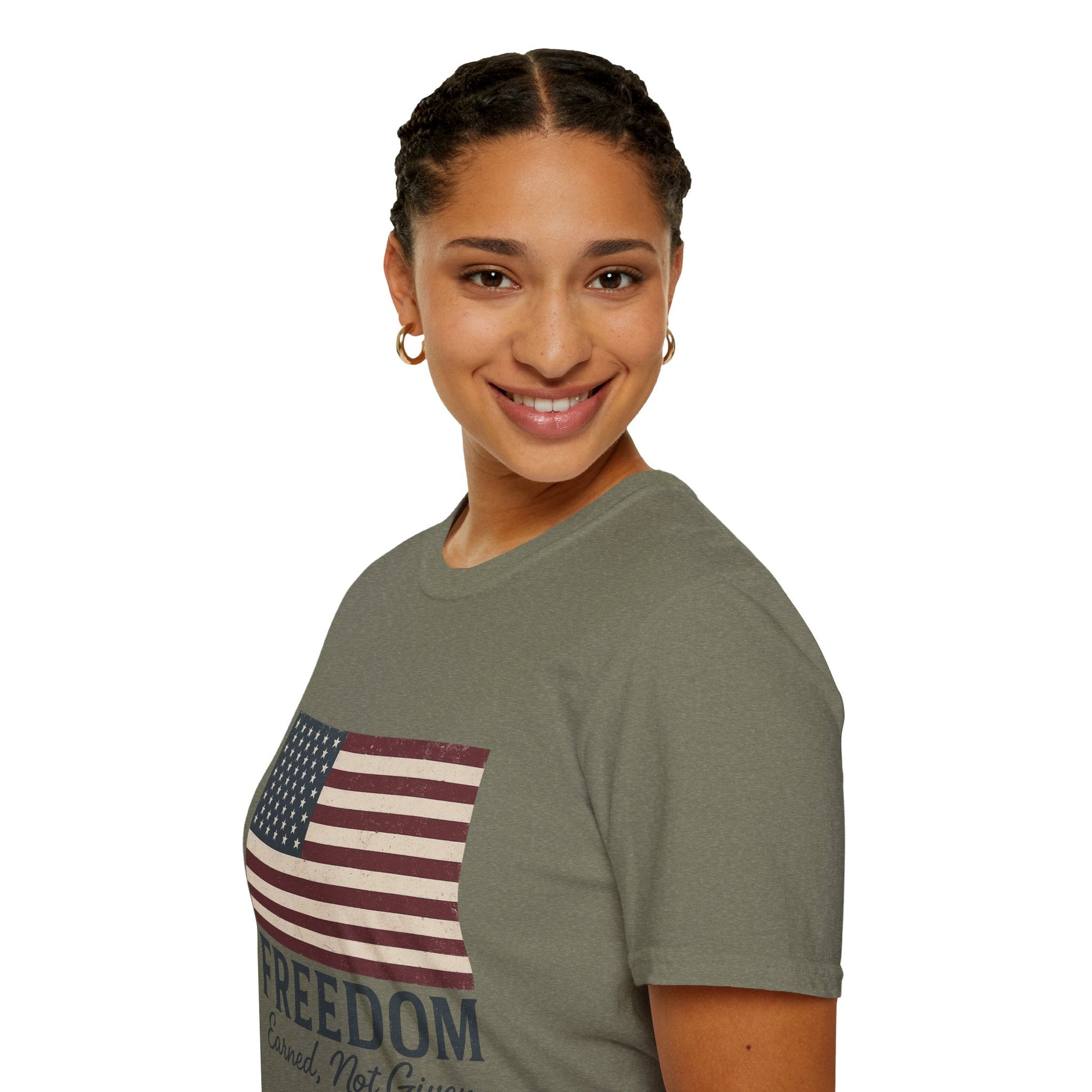 “Freedom Earned, Not Given” Patriotic T-Shirt – Soft Unisex Tee for Veterans, Independence Day & Everyday American Pride - The Buy Boom