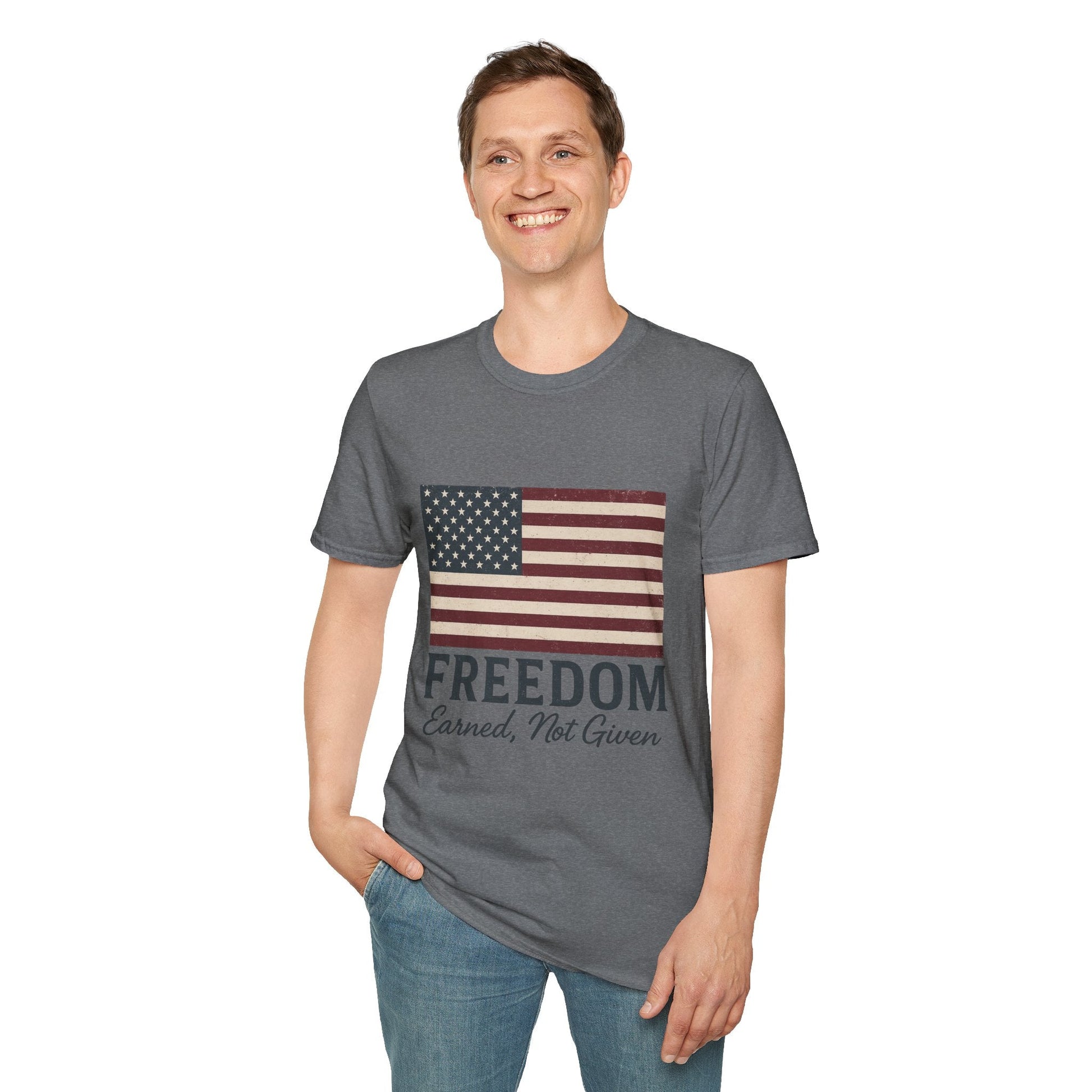 “Freedom Earned, Not Given” Patriotic T-Shirt – Soft Unisex Tee for Veterans, Independence Day & Everyday American Pride - The Buy Boom