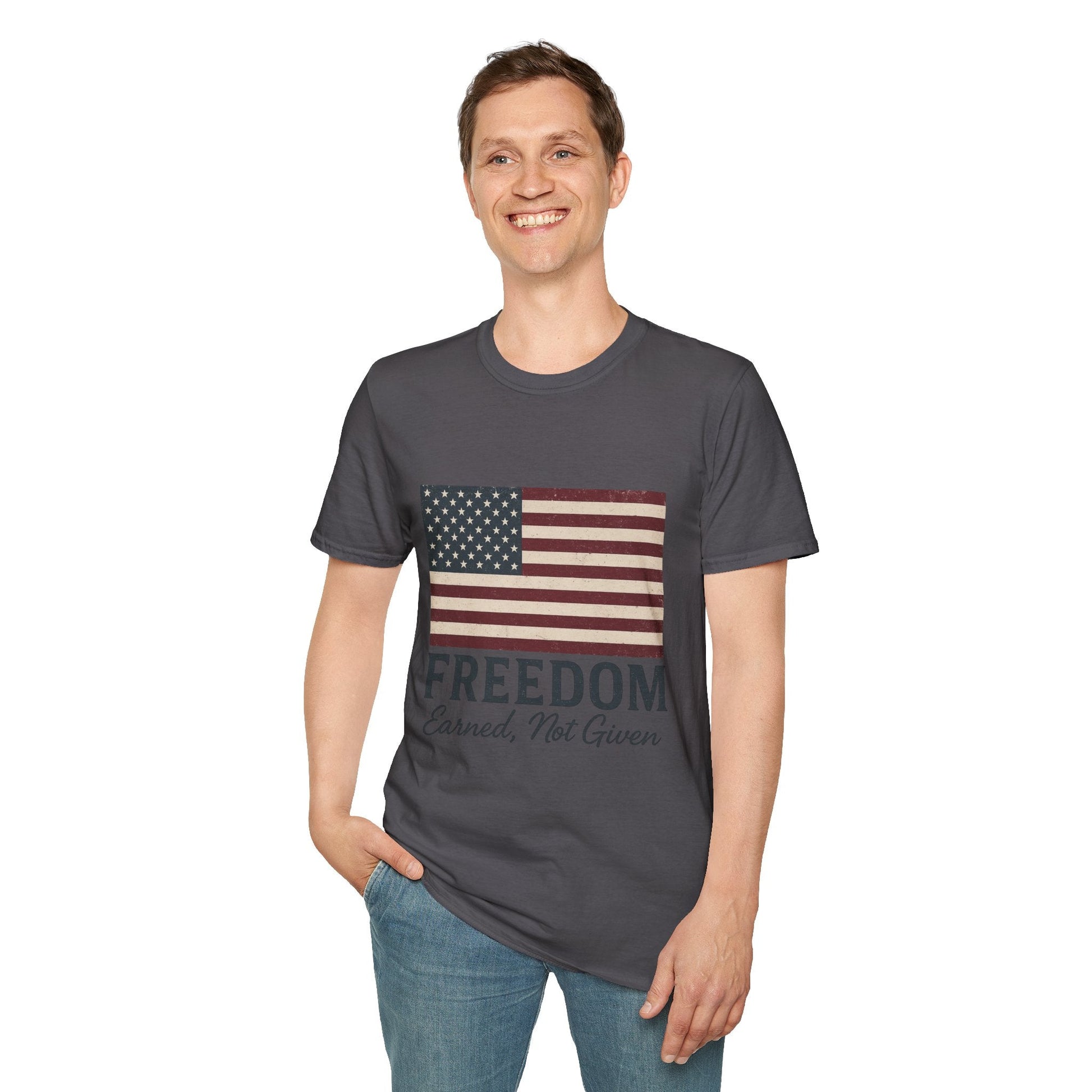 “Freedom Earned, Not Given” Patriotic T-Shirt – Soft Unisex Tee for Veterans, Independence Day & Everyday American Pride - The Buy Boom