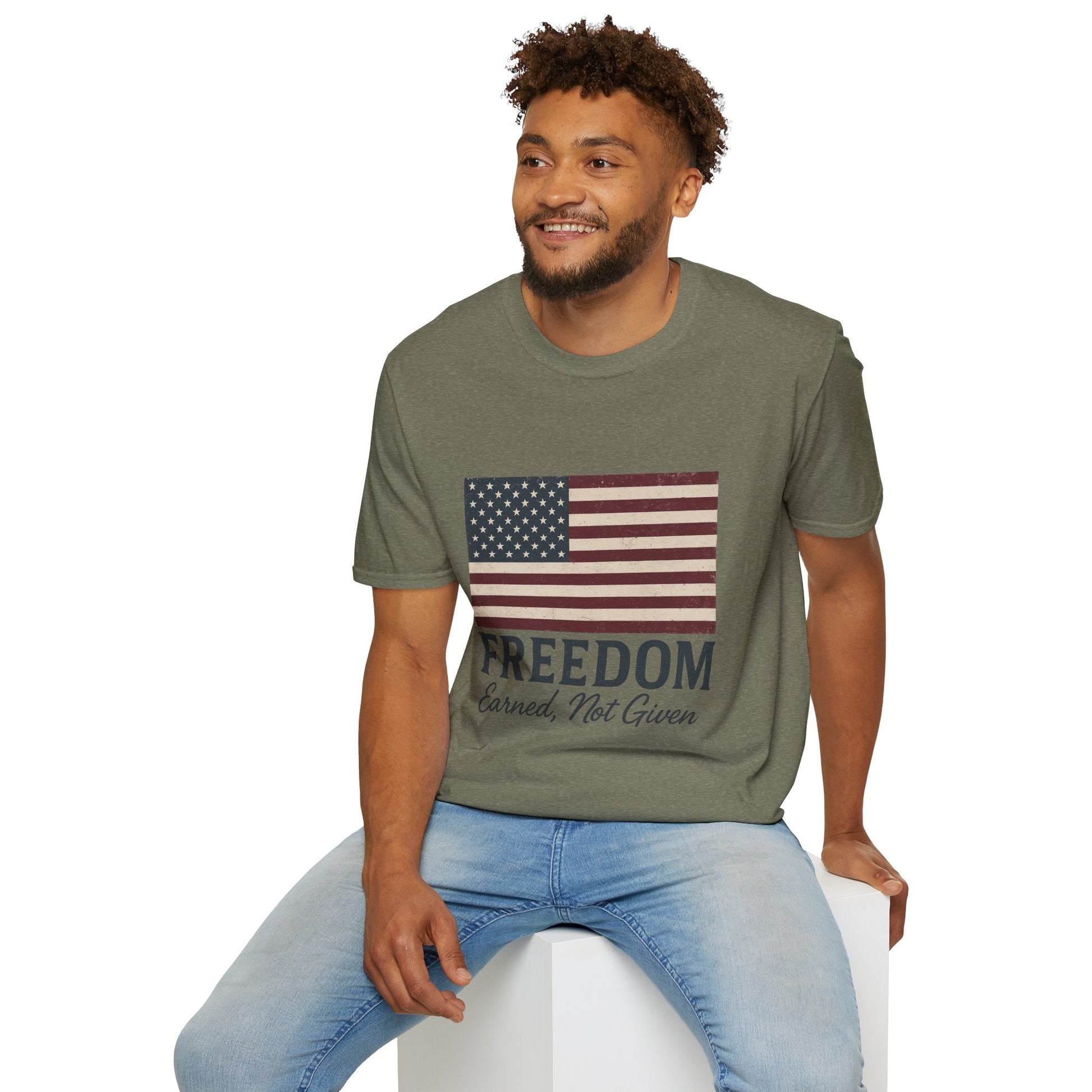 “Freedom Earned, Not Given” Patriotic T-Shirt – Soft Unisex Tee for Veterans, Independence Day & Everyday American Pride - The Buy Boom