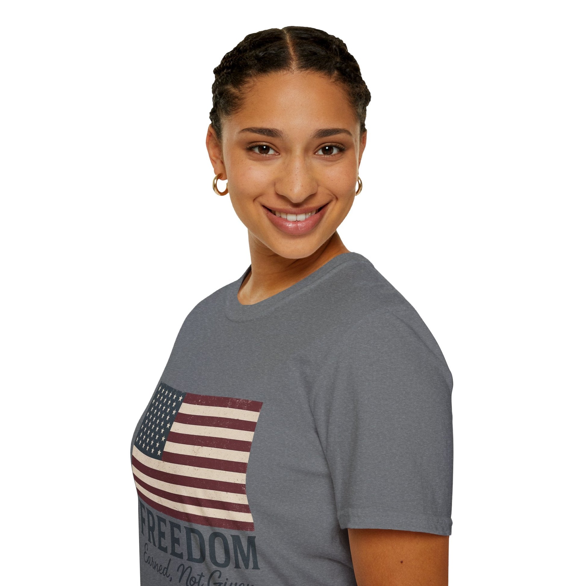 “Freedom Earned, Not Given” Patriotic T-Shirt – Soft Unisex Tee for Veterans, Independence Day & Everyday American Pride - The Buy Boom
