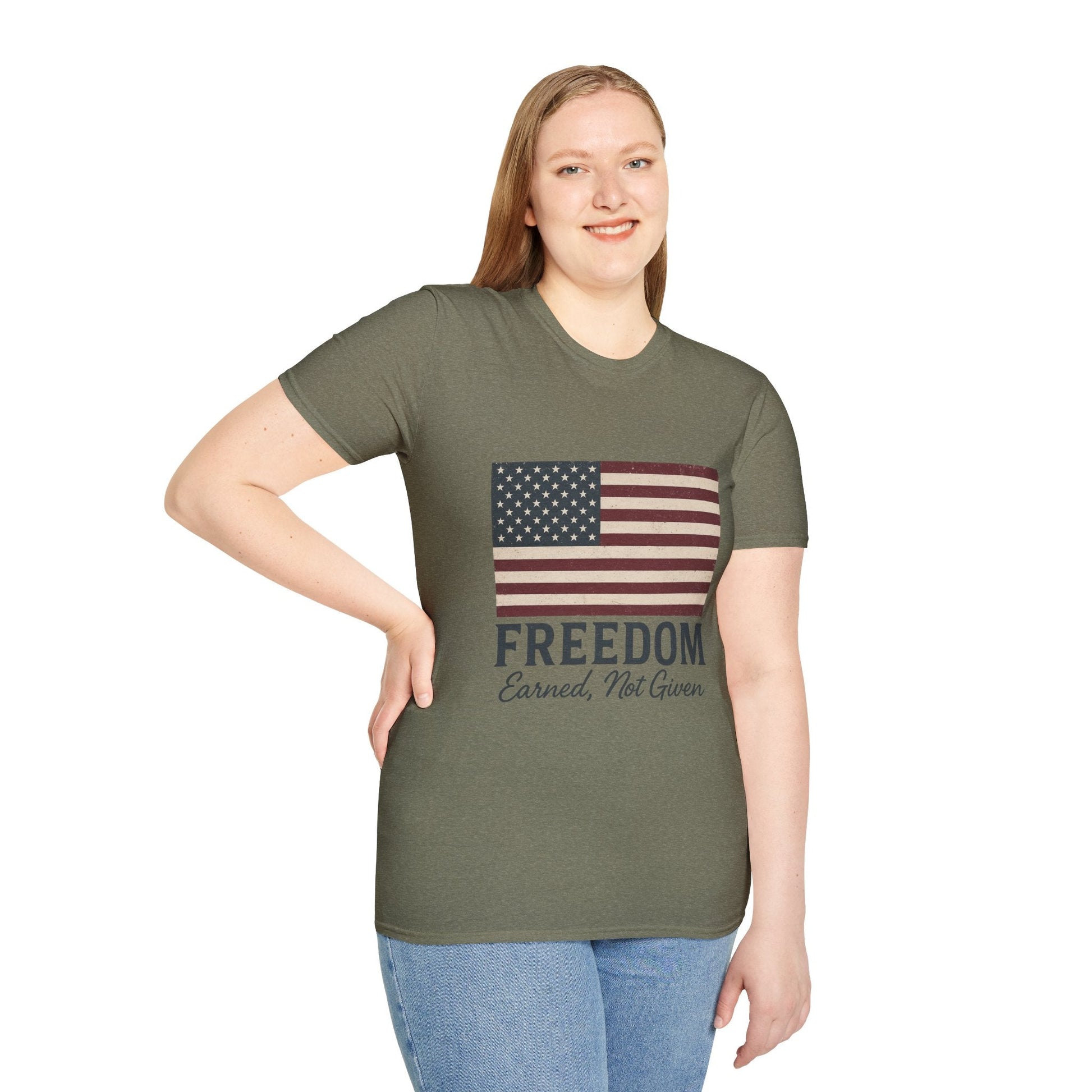 “Freedom Earned, Not Given” Patriotic T-Shirt – Soft Unisex Tee for Veterans, Independence Day & Everyday American Pride - The Buy Boom