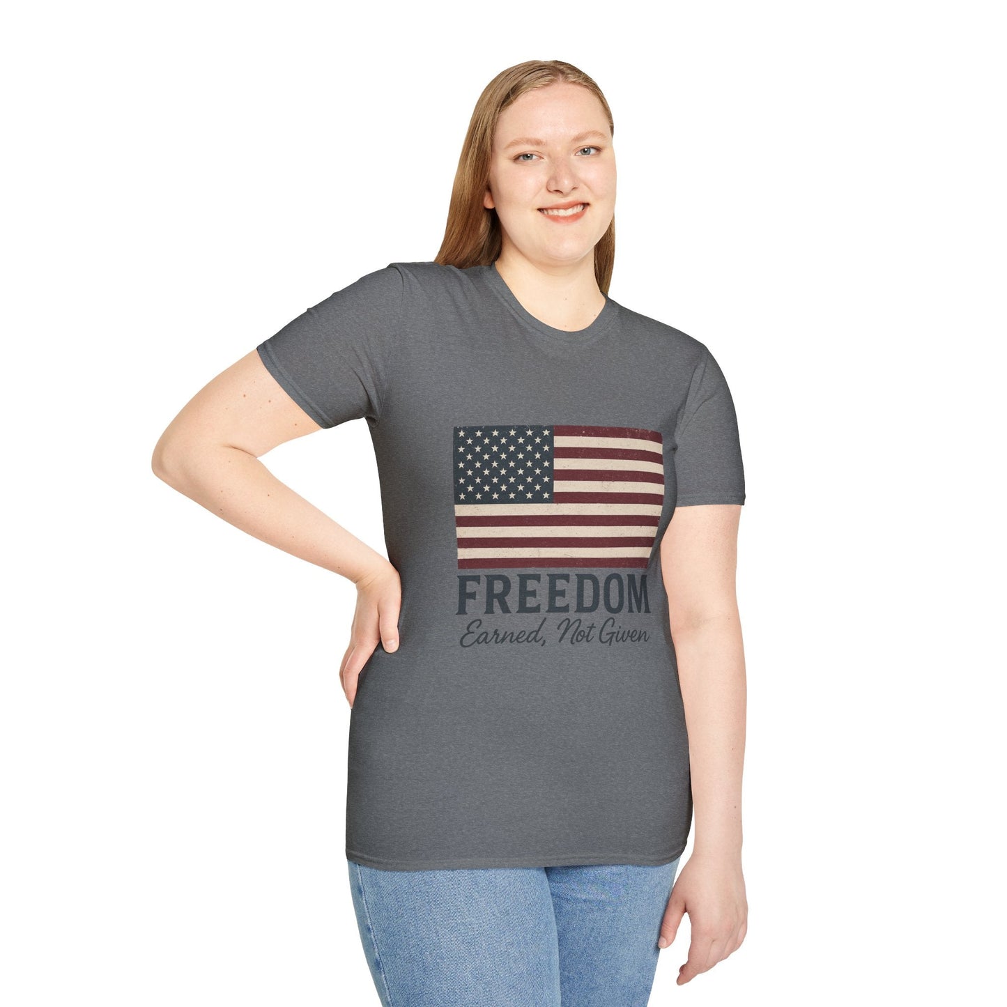 “Freedom Earned, Not Given” Patriotic T-Shirt – Soft Unisex Tee for Veterans, Independence Day & Everyday American Pride - The Buy Boom
