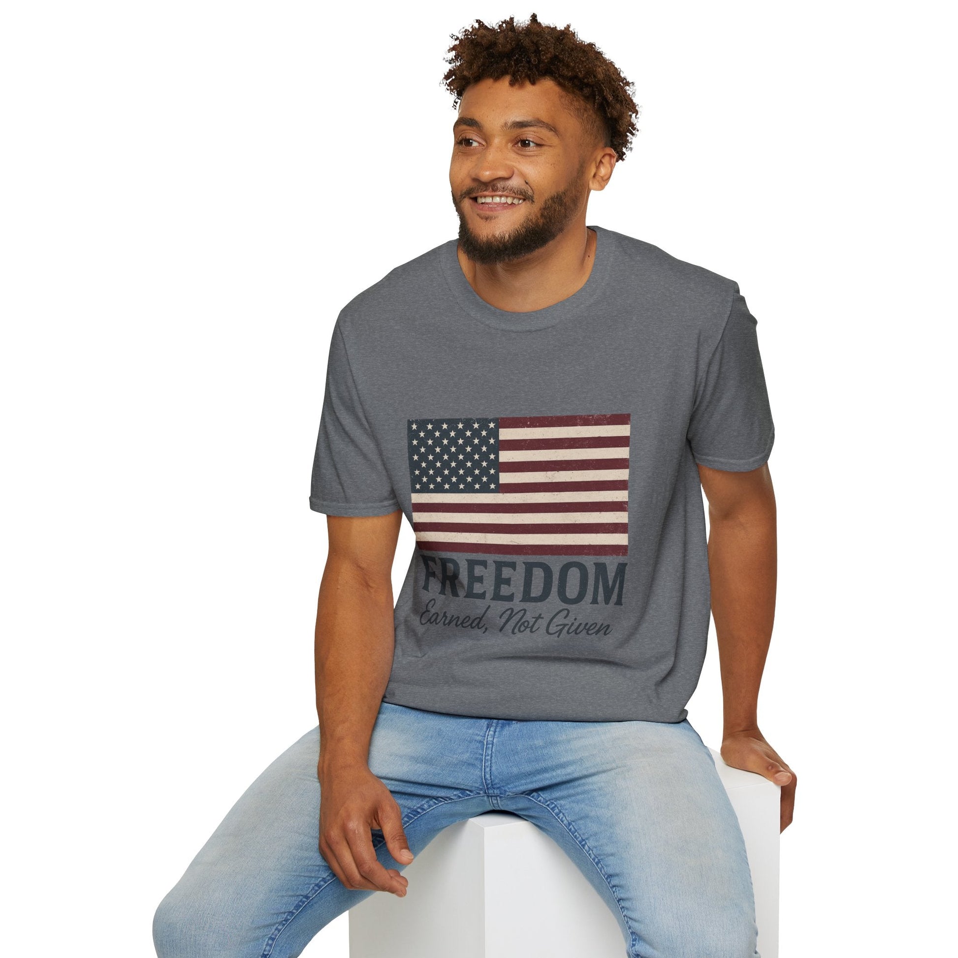 “Freedom Earned, Not Given” Patriotic T-Shirt – Soft Unisex Tee for Veterans, Independence Day & Everyday American Pride - The Buy Boom