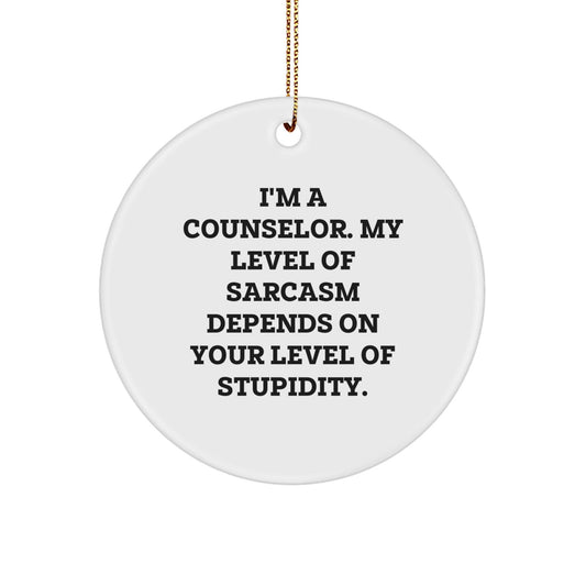Fun Funny Counselor Gifts from Friends, Christmas Unique Circle Ornaments for Counselors, I'm A Counselor Sarcasm Quote Decor - The Buy Boom