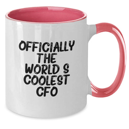 Fun Gifts from Friends for CFO, Funny Two Tone Coffee Mug, Officially The World's Coolest Cfo Christmas Unique Gifts, Black and White, 11oz Capacity - The Buy Boom