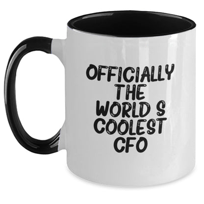 Fun Gifts from Friends for CFO, Funny Two Tone Coffee Mug, Officially The World's Coolest Cfo Christmas Unique Gifts, Black and White, 11oz Capacity - The Buy Boom