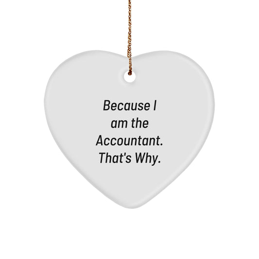 Funny Accountant Gifts for Christmas, Heart Ornament Because I Am The Accountant. That's Why. Gifts from Coworkers to Accountant Friends - The Buy Boom