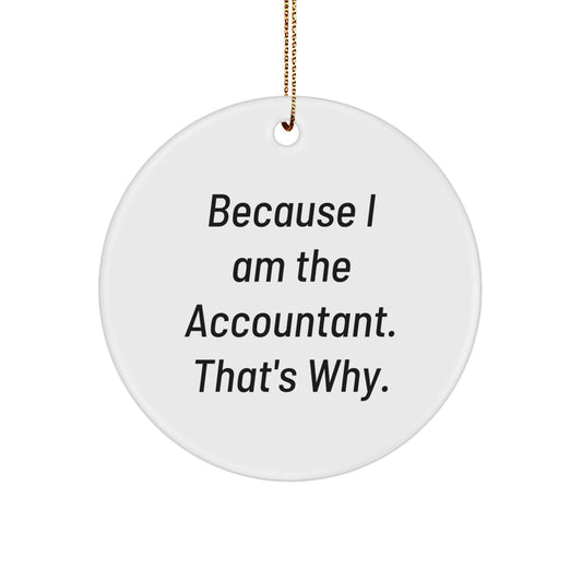 Funny Accountant Gifts for Men, Because I Am The Accountant. That's Why. Christmas Unique Circle Ornament Gifts from Friends, Family, Coworkers - The Buy Boom