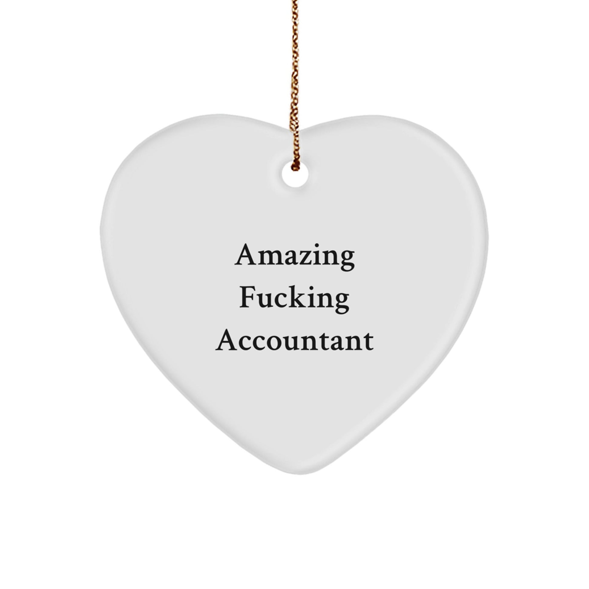 Funny Accountant Gifts from Friends for Christmas - 'Amazing F - king Accountant' Heart Ornament, Unique Accountant Present - The Buy Boom