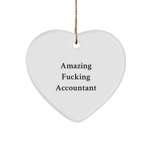 Funny Accountant Gifts from Friends for Christmas - 'Amazing F - king Accountant' Heart Ornament, Unique Accountant Present - The Buy Boom