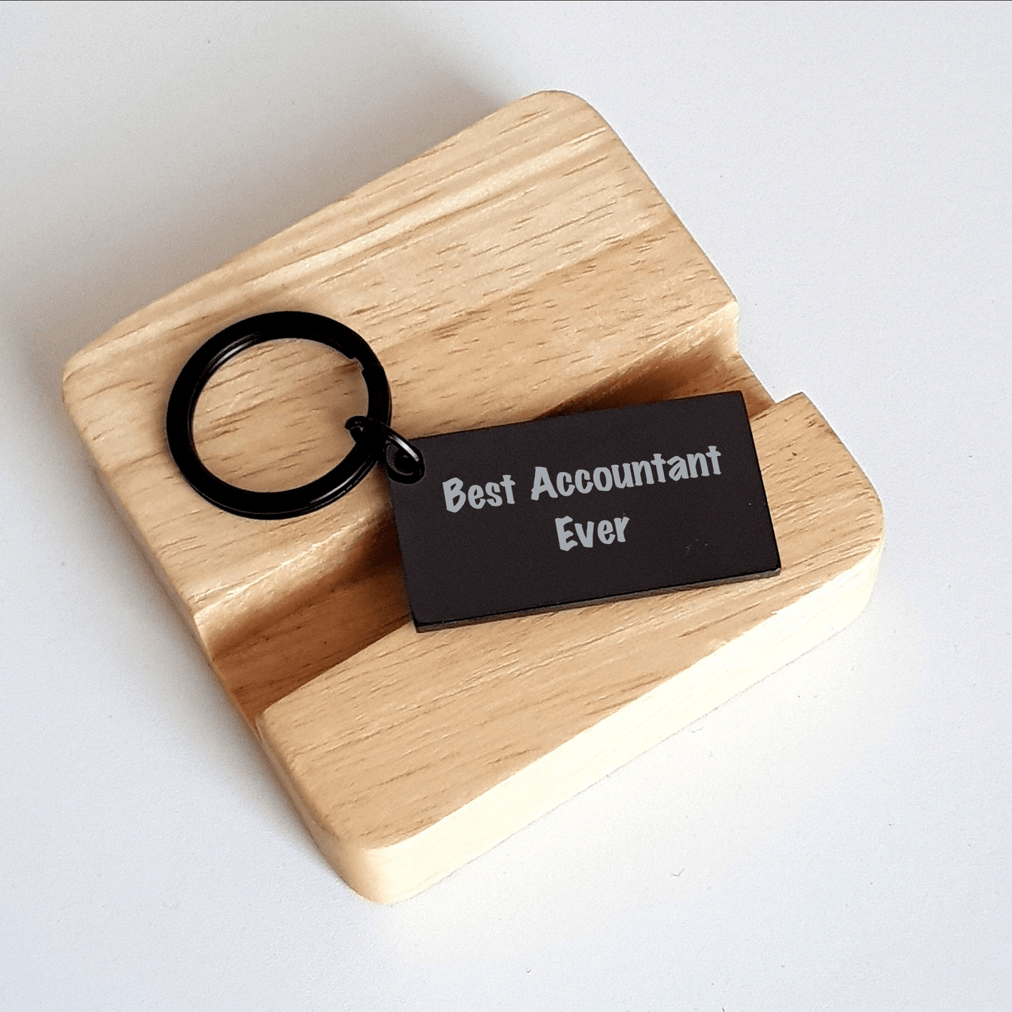 Funny Accountant Gifts from Friends for Graduation Unique Keychain, 'Best Accountant Ever' Engraved Quote, Black Stainless Steel, 1.57 x 0.87 inches - The Buy Boom