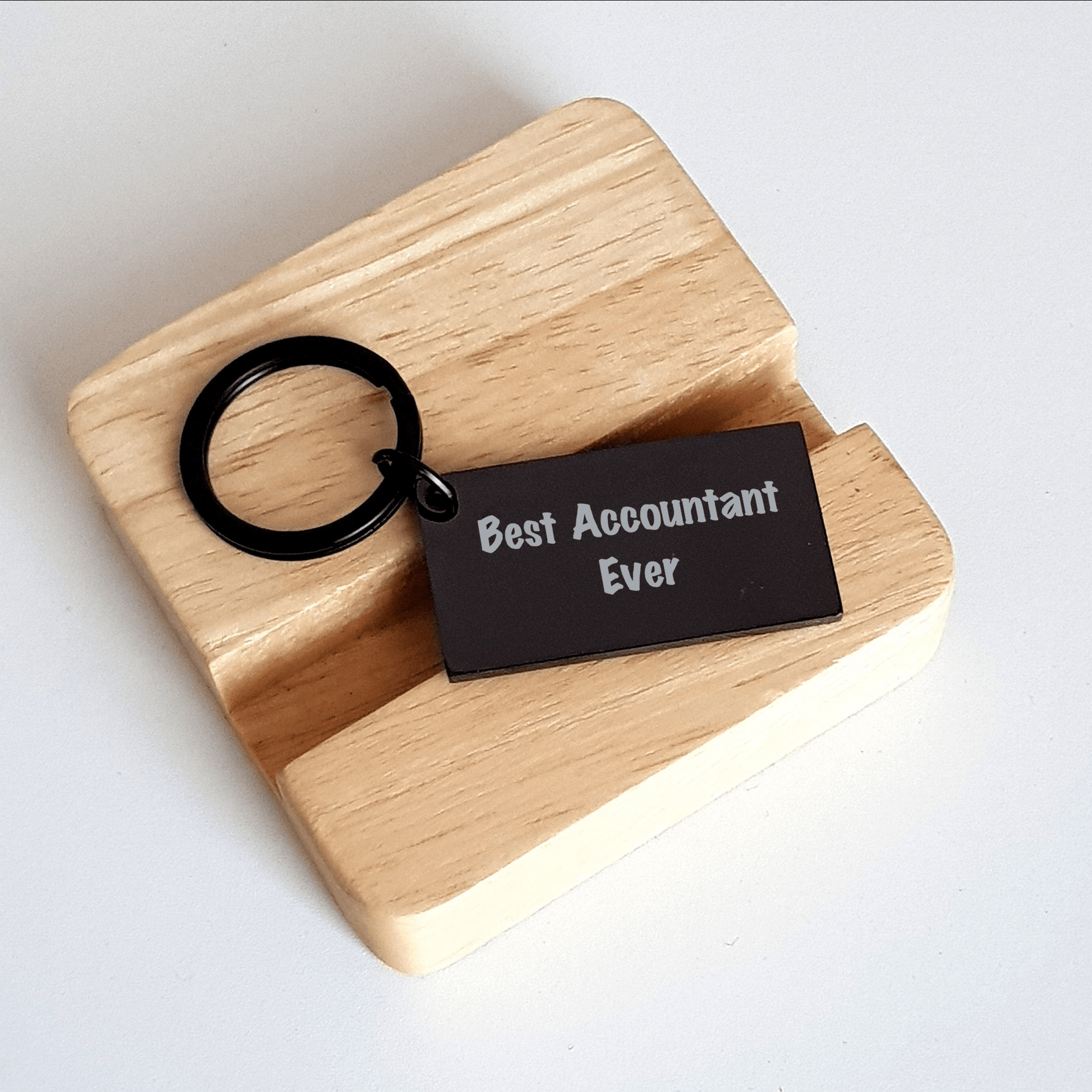 Funny Accountant Gifts from Friends for Graduation Unique Keychain, 'Best Accountant Ever' Engraved Quote, Black Stainless Steel, 1.57 x 0.87 inches - The Buy Boom