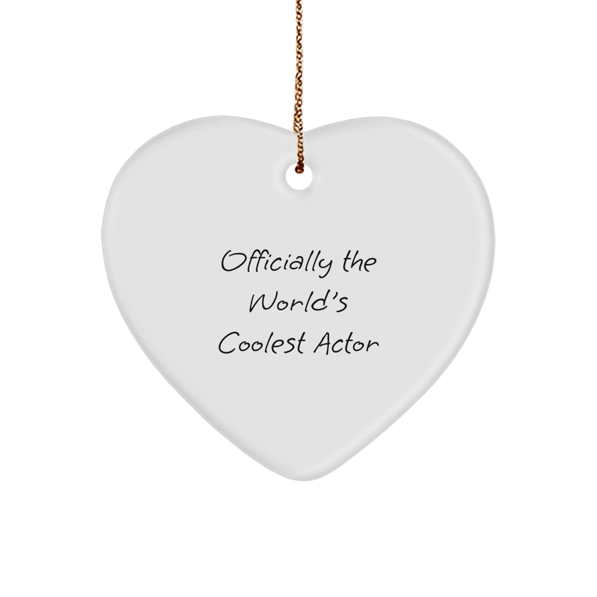 Funny Actor Gifts - 'Officially The World's Coolest Actor' Heart Ornament for Christmas, Gifts from Men to Actor, Gifts for Actor - The Buy Boom
