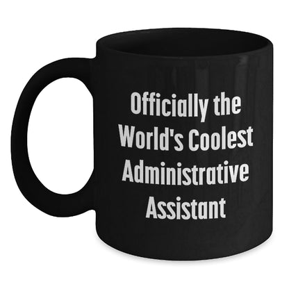 Funny Administrative Assistant Gifts for Christmas, 'Officially The World's Coolest Administrative Assistant', Black Coffee Mug Gifts from Friends, Family, Coworkers, or Men to Women - The Buy Boom