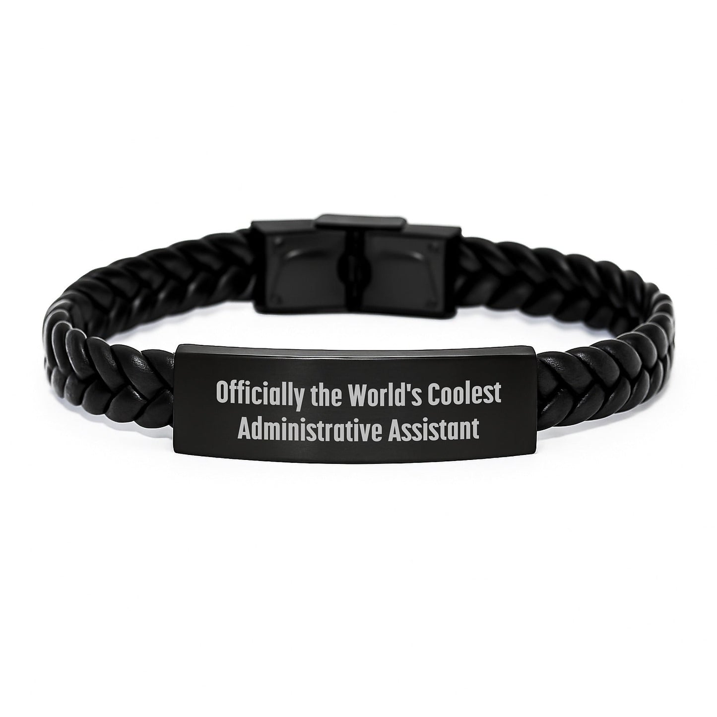 Funny Administrative Assistant Gifts from Friends - Officially 'The World's Coolest' Interlaced Leather Bracelet for Men Women Coworkers Family Christmas Unique Presents - The Buy Boom
