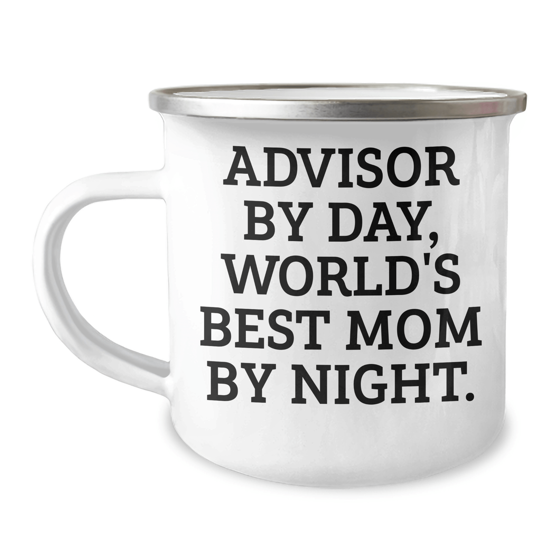 Funny Advisor Gifts for Men - 'Advisor By Day, World's Best Mom By Night.' Enamel Camping Mug, Gifts from Family for Father's Day - The Buy Boom