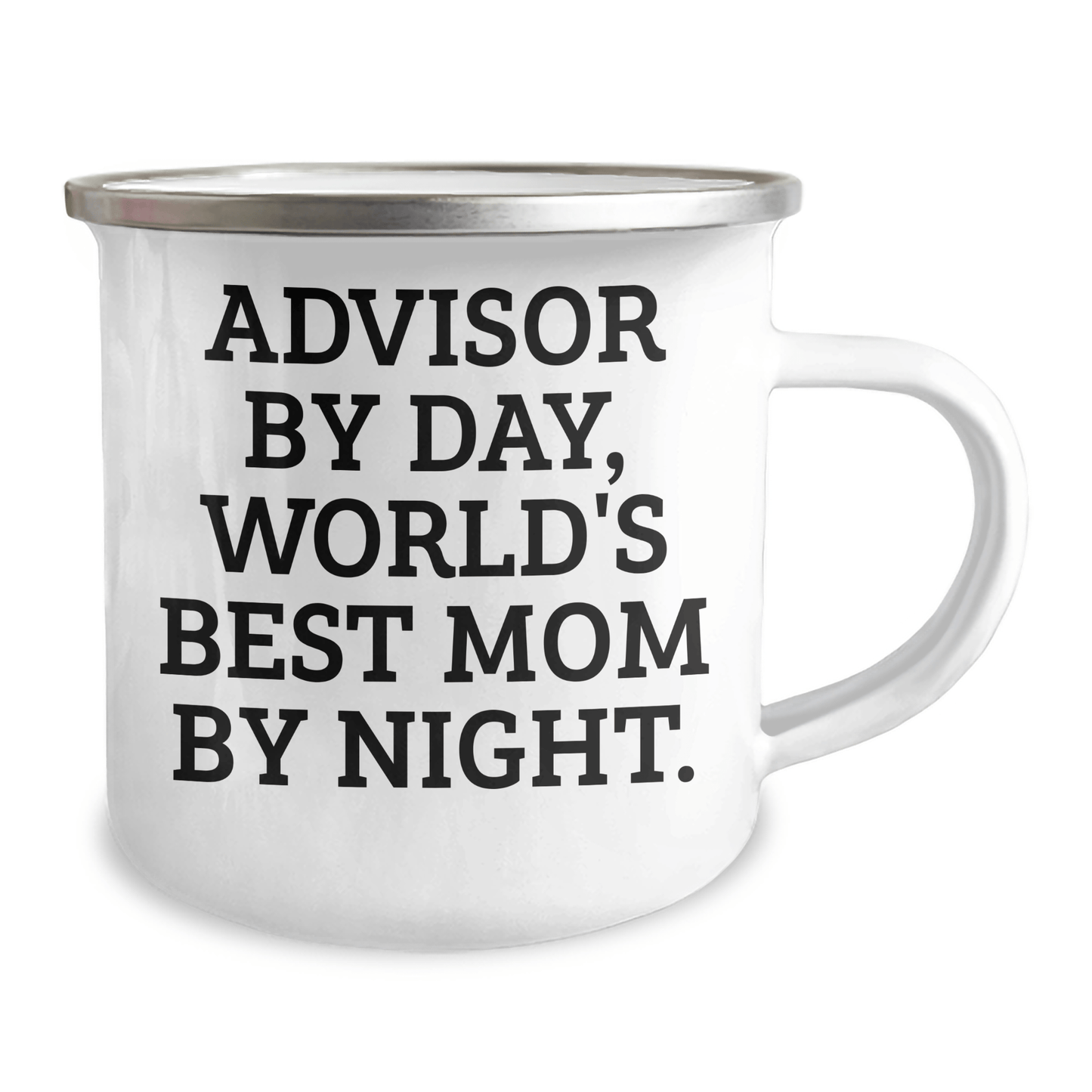 Funny Advisor Gifts for Men - 'Advisor By Day, World's Best Mom By Night.' Enamel Camping Mug, Gifts from Family for Father's Day - The Buy Boom