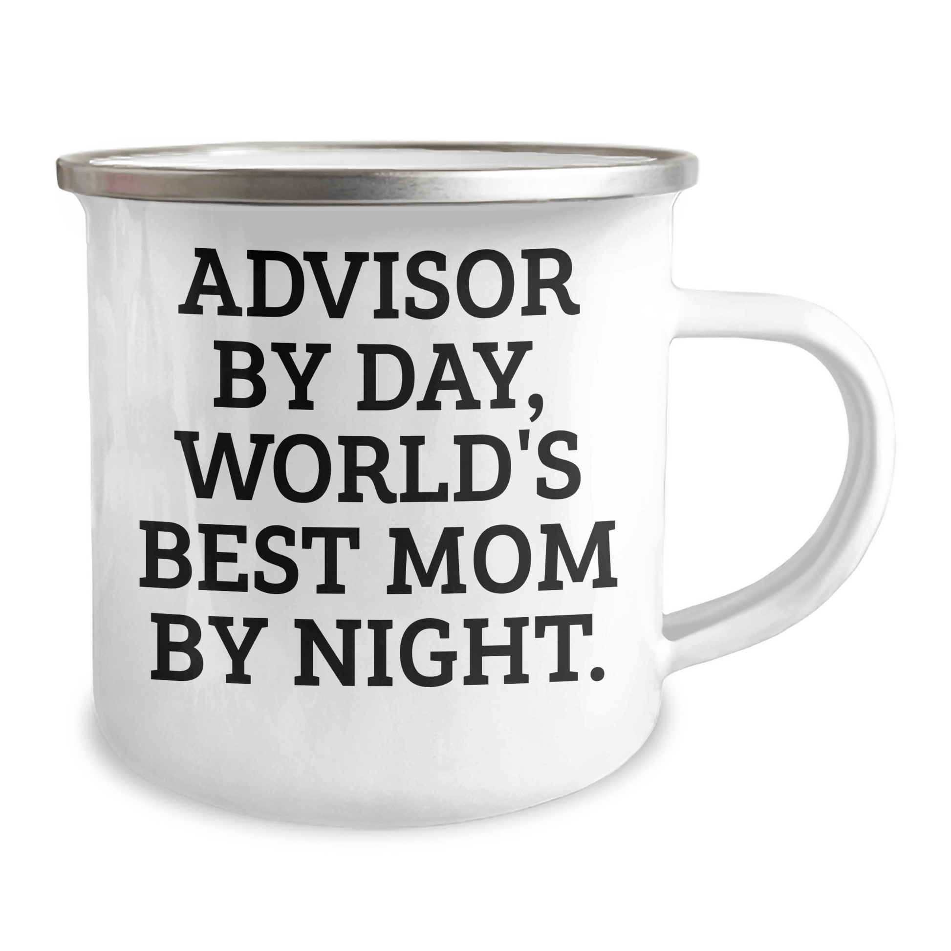 Funny Advisor Gifts for Men - 'Advisor By Day, World's Best Mom By Night.' Enamel Camping Mug, Gifts from Family for Father's Day - The Buy Boom