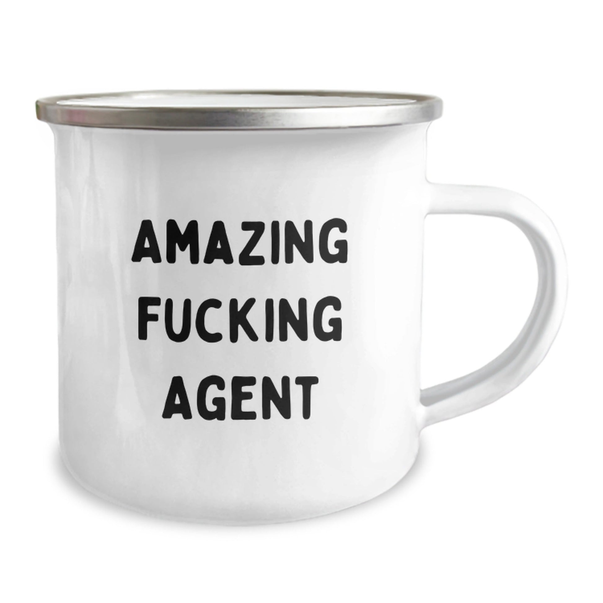 Funny Agent Camping Mug, Gifts from Friends for Birthday, 'Amazing F - king Agent' Quote, 12 oz Stainless Steel with Enamel Finish - The Buy Boom