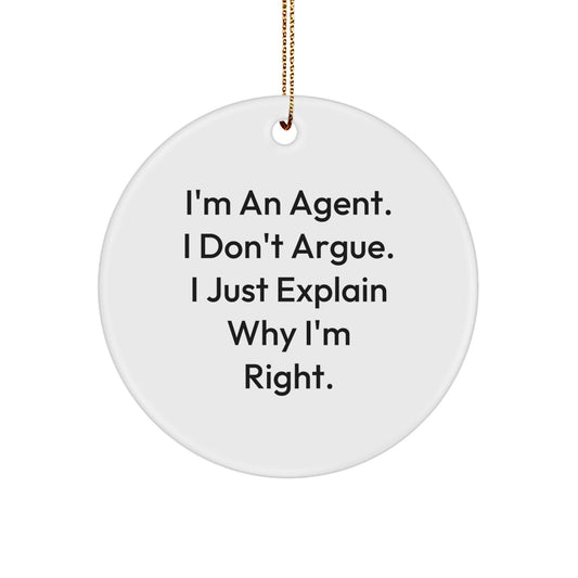 Funny Agent Christmas Circle Ornament Gifts from Friends, Family for Agent Men, Women, Coworkers, Unique Agent Decorations, Office Christmas Unique Gifts, Holiday Gift Ideas - The Buy Boom
