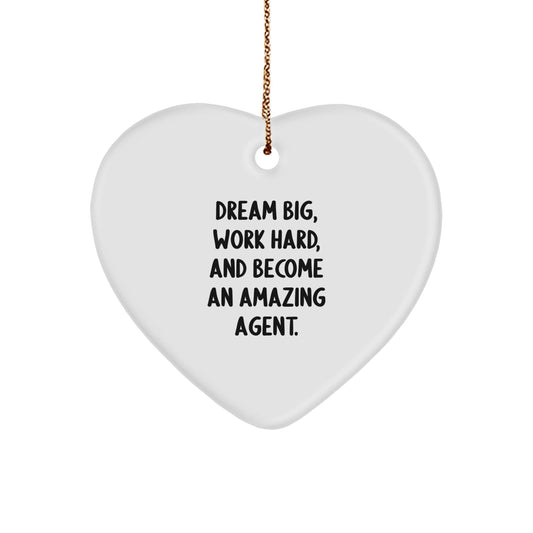 Funny Agent Christmas Heart Ornament Gifts from Friends for Agent, Dream Big Work Hard, Amazing Agent Gift Ideas, Christmas Unique Agent Gifts - The Buy Boom