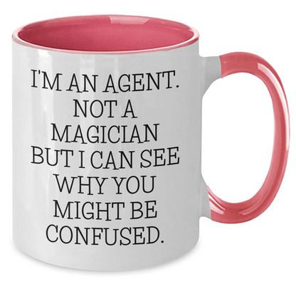 Funny Agent Gifts from Friends - Two Tone Coffee Mug for Agent's Humor, I'm An Agent. Not A Magician But I Can See Why You Might Be Confused. - The Buy Boom