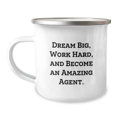 Funny Agent Gifts from Men, Unique Christmas Unique Gifts for Agent Friends, Camping Mug with Quote 'Dream Big, Work Hard, And Become An Amazing Agent.' - The Buy Boom