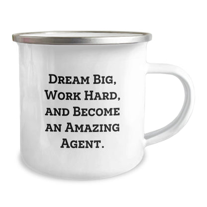 Funny Agent Gifts from Men, Unique Christmas Unique Gifts for Agent Friends, Camping Mug with Quote 'Dream Big, Work Hard, And Become An Amazing Agent.' - The Buy Boom