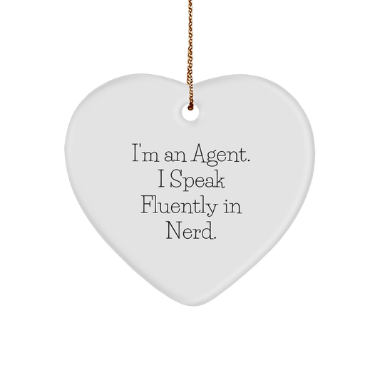 Funny Agent Gifts I Speak Fluently In genius White Heart Ornament for Christmas - The Buy Boom