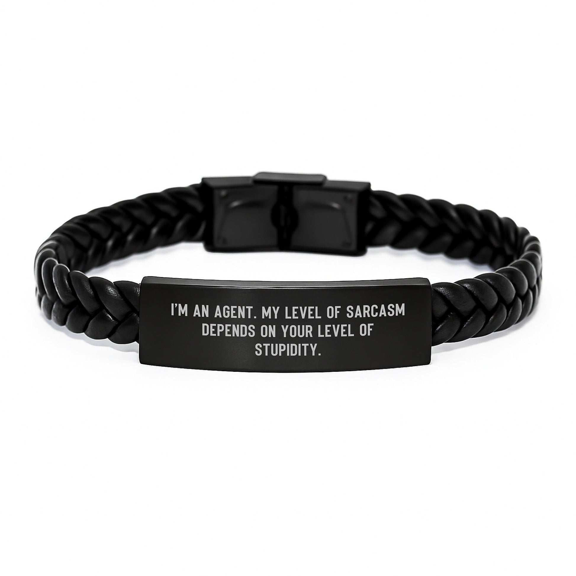 Funny Agent Gifts Men Interlaced Leather Bracelet with Sarcasm Quote, Gifts for Agent, Christmas Unique Gifts from Men to Agent - The Buy Boom