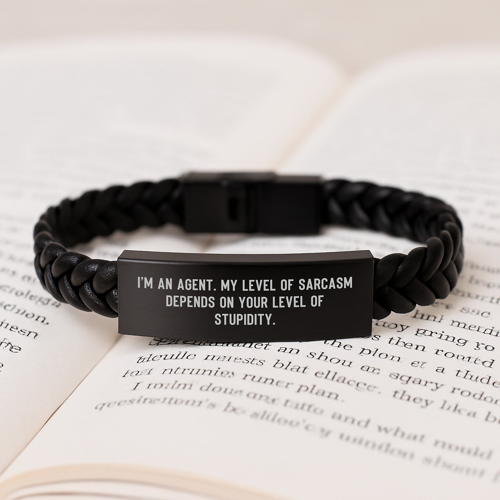 Funny Agent Gifts Men Interlaced Leather Bracelet with Sarcasm Quote, Gifts for Agent, Christmas Unique Gifts from Men to Agent - The Buy Boom