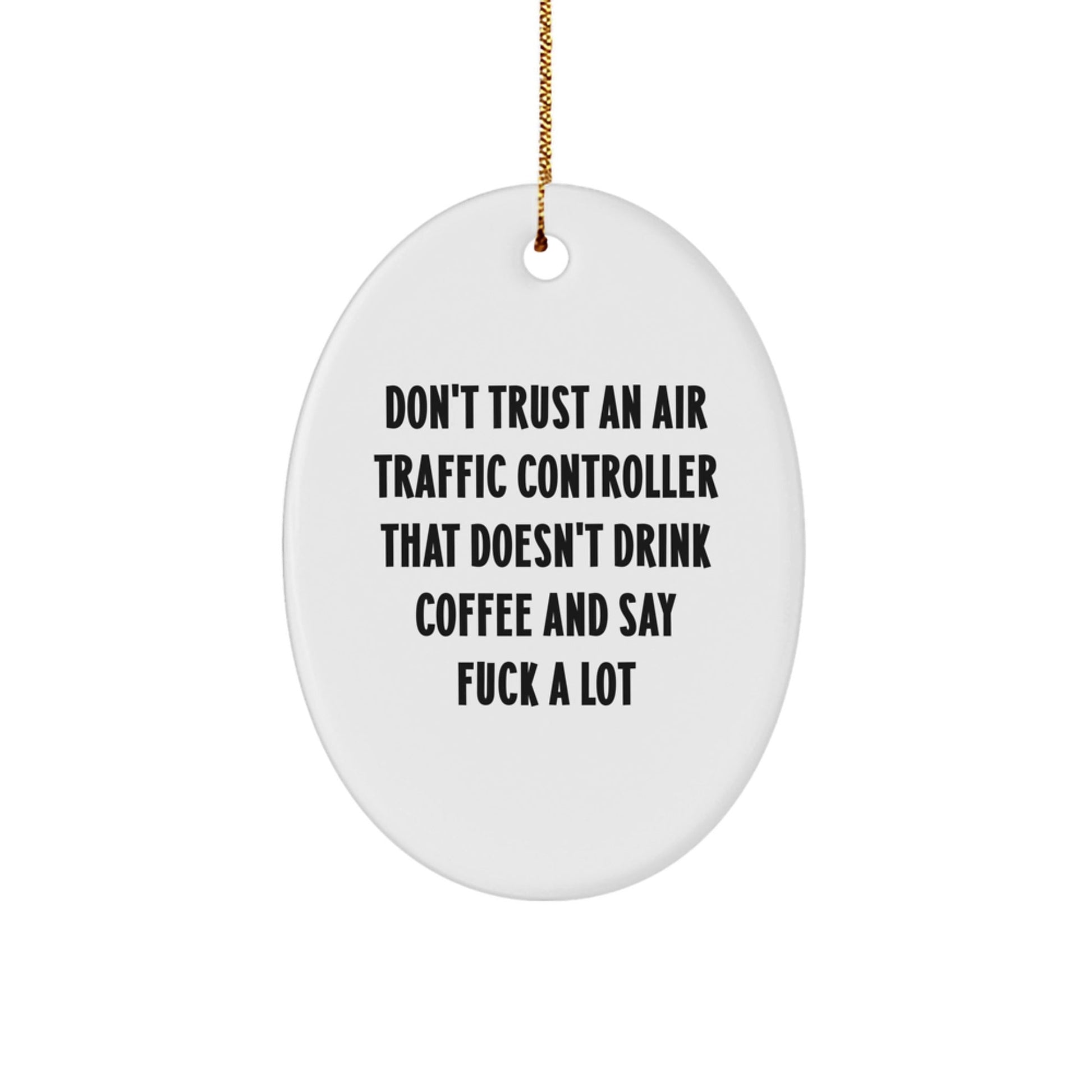 Funny Air Traffic Controller Gifts for Men - Oval Ornament, Christmas Unique Decor, 'Don't Trust' Quote - The Buy Boom