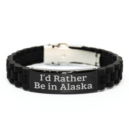 Funny Alaska Glide lock Clasp Bracelet Gifts for Him from Friends, I'd Rather Be In Alaska, Father's Day Unique - The Buy Boom