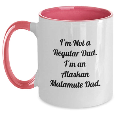 Funny Alaskan Malamute Dad Gifts from Men to Birthday Friends - Two Tone Coffee Mug, I'm Not A Regular Dad. I'm An Alaskan Malamute Dad., Gifts for Alaskan Malamute Dog Lovers - The Buy Boom