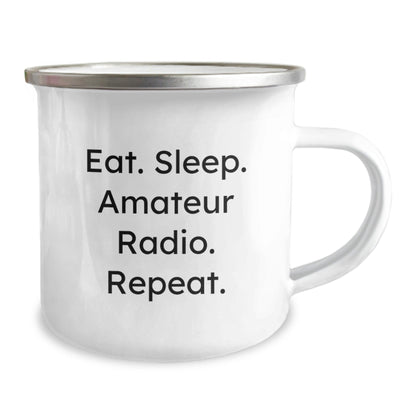 Funny Amateur Radio Camping Mug Gifts from Family to Friends - Eat. Sleep. Amateur Radio. Repeat. - The Buy Boom