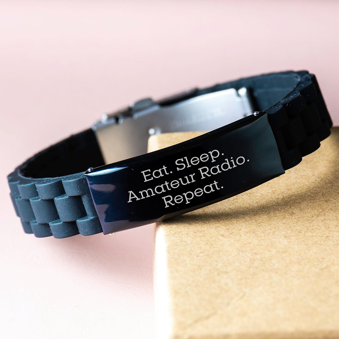 Funny Amateur Radio Gifts for Men from Friends - Eat. Sleep. Amateur Radio. Repeat. Glide lock Clasp Bracelet for Graduation - The Buy Boom