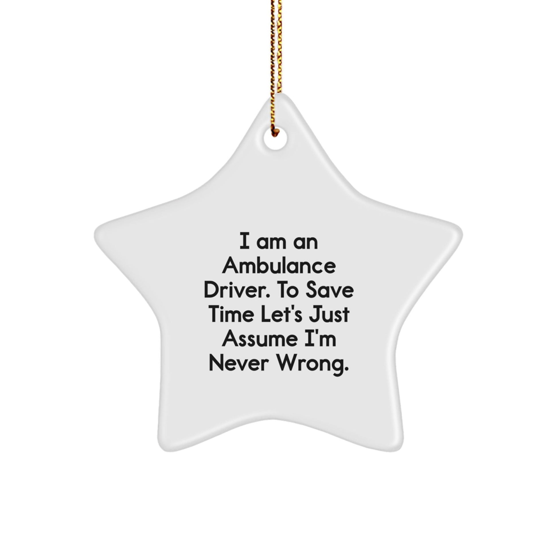 Funny Ambulance Driver Star Ornament Gifts from Friends, Ambulance Driver Christmas Unique Decorations, I'm Never Wrong Star Shaped Gift - The Buy Boom