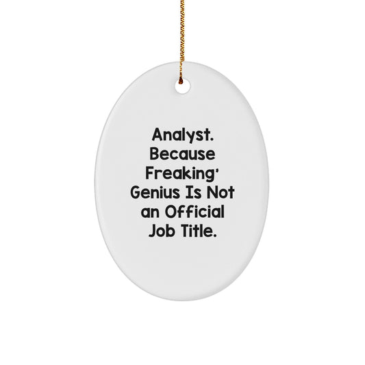 Funny Analyst Gift, Oval Ornament for Men and Women, 'Analyst. Because Freaking' genius Is Not An Official Job Title.' Quote, Unique Christmas Unique Gifts from Friends to Coworkers - The Buy Boom