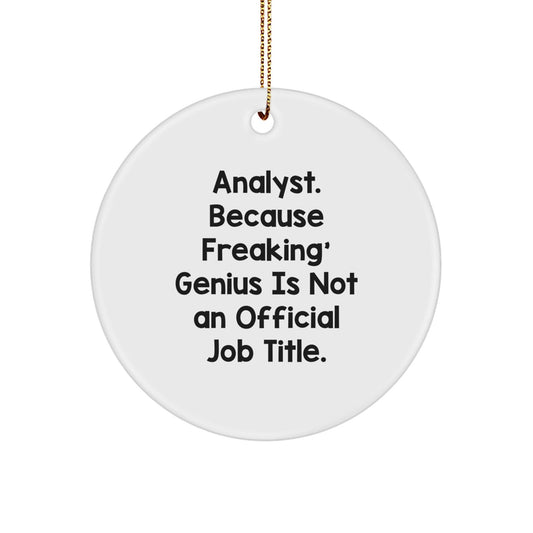 Funny Analyst Gifts, Circle Ornament for Christmas Unique Presents, 'Analyst. Because Freaking' genius Is Not An Official Job Title.' Quote - The Buy Boom